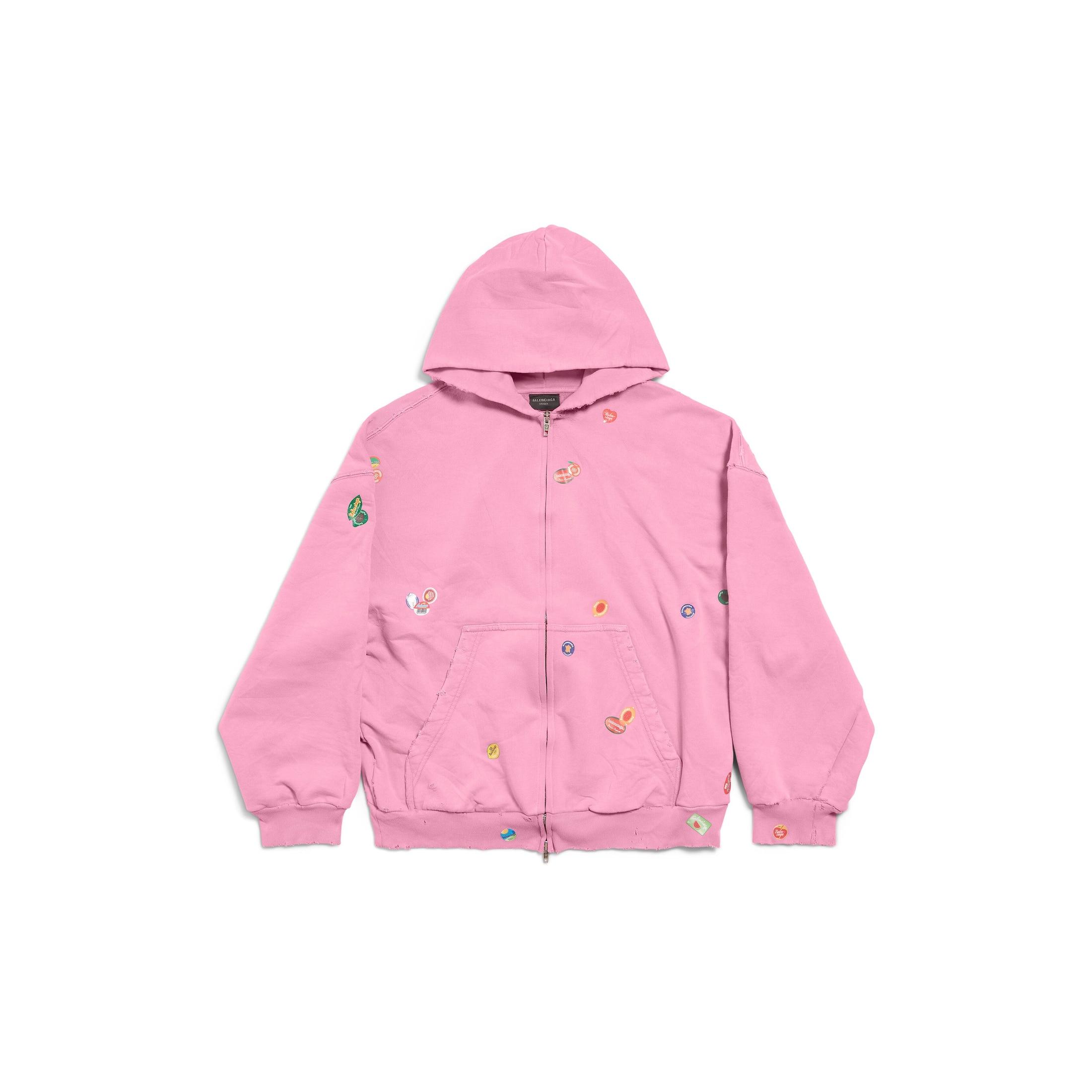 Balenciaga Fruity Zip-Up Hoodie Regular Fit in Pink | Lyst
