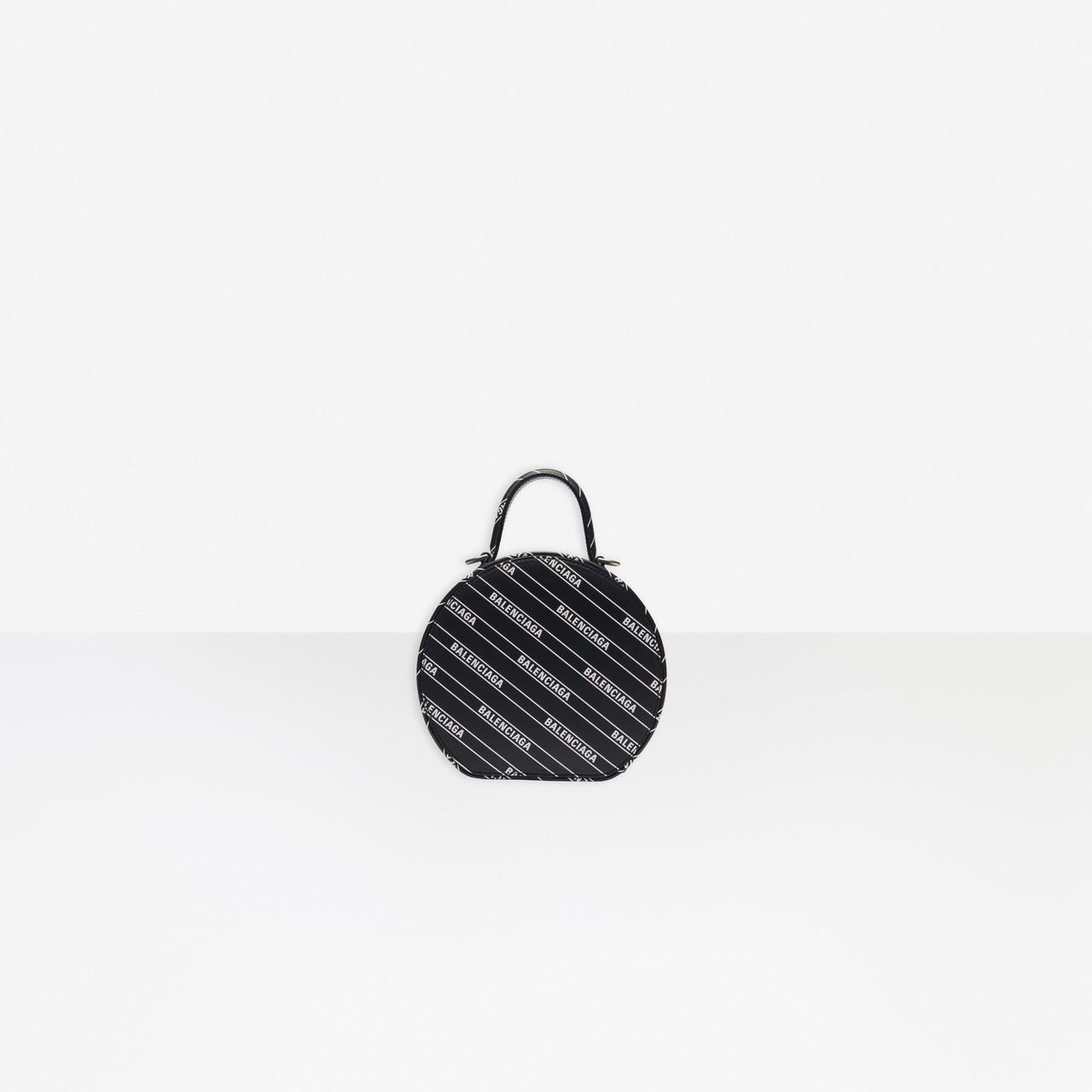 Balenciaga Allover Logo Vanity Xs Round Bag in Black | Lyst Australia