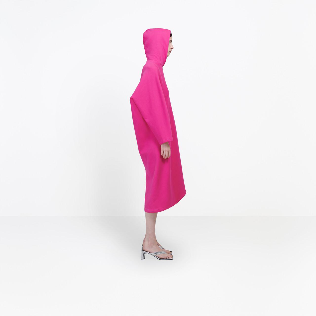 Balenciaga Fleece Cocoon Hooded Dress in Pink - Lyst