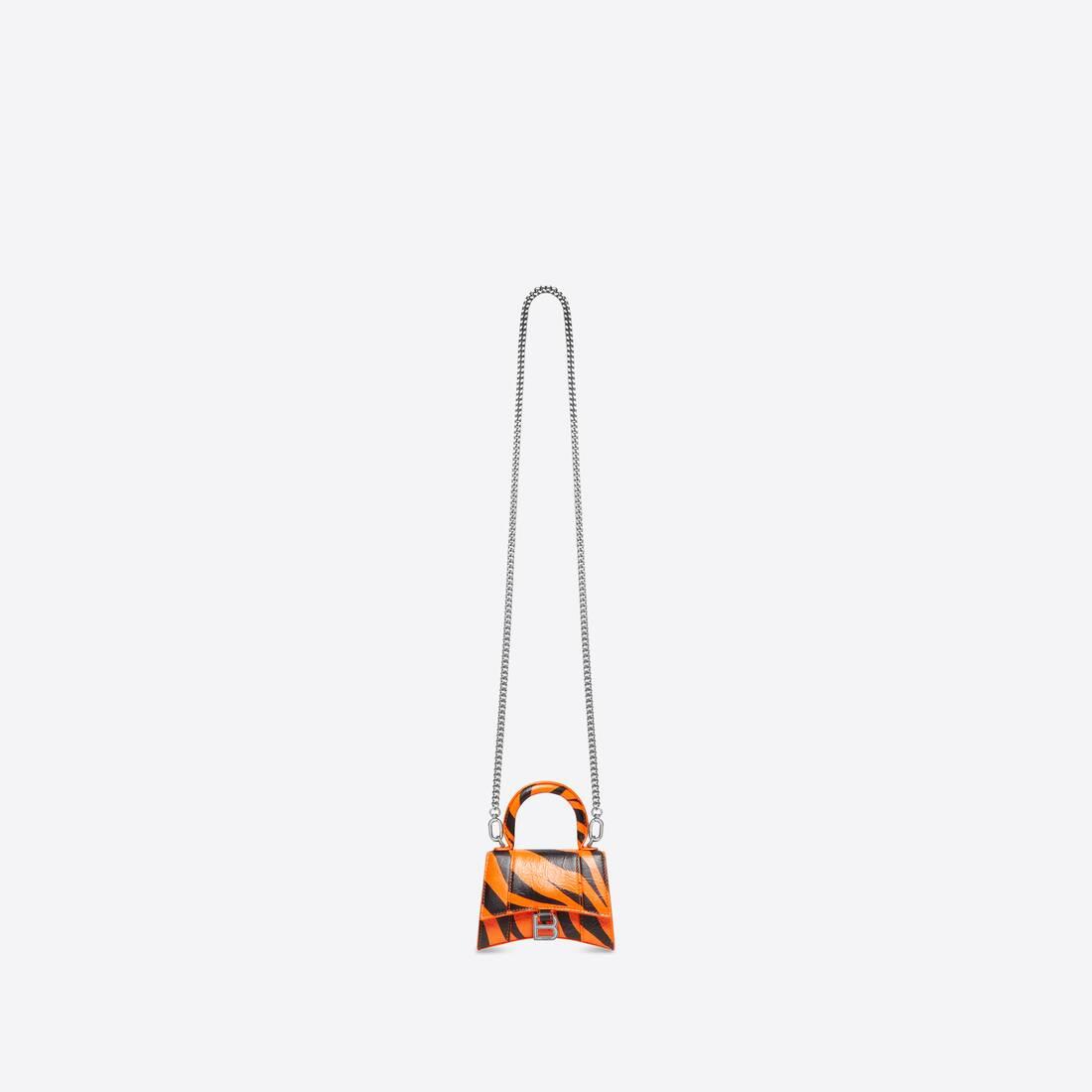 Balenciaga Year Of The Tiger Hourglass Mini Handbag With Chain Tiger  Printed in Orange | Lyst