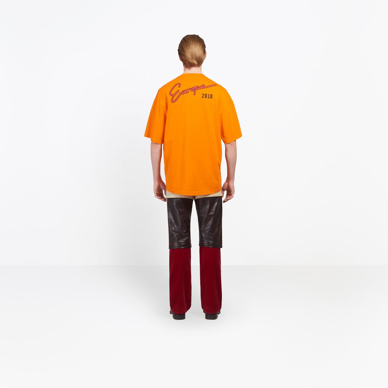 Balenciaga Cotton Oversize T-shirt Droopy in Neon Orange (Orange 