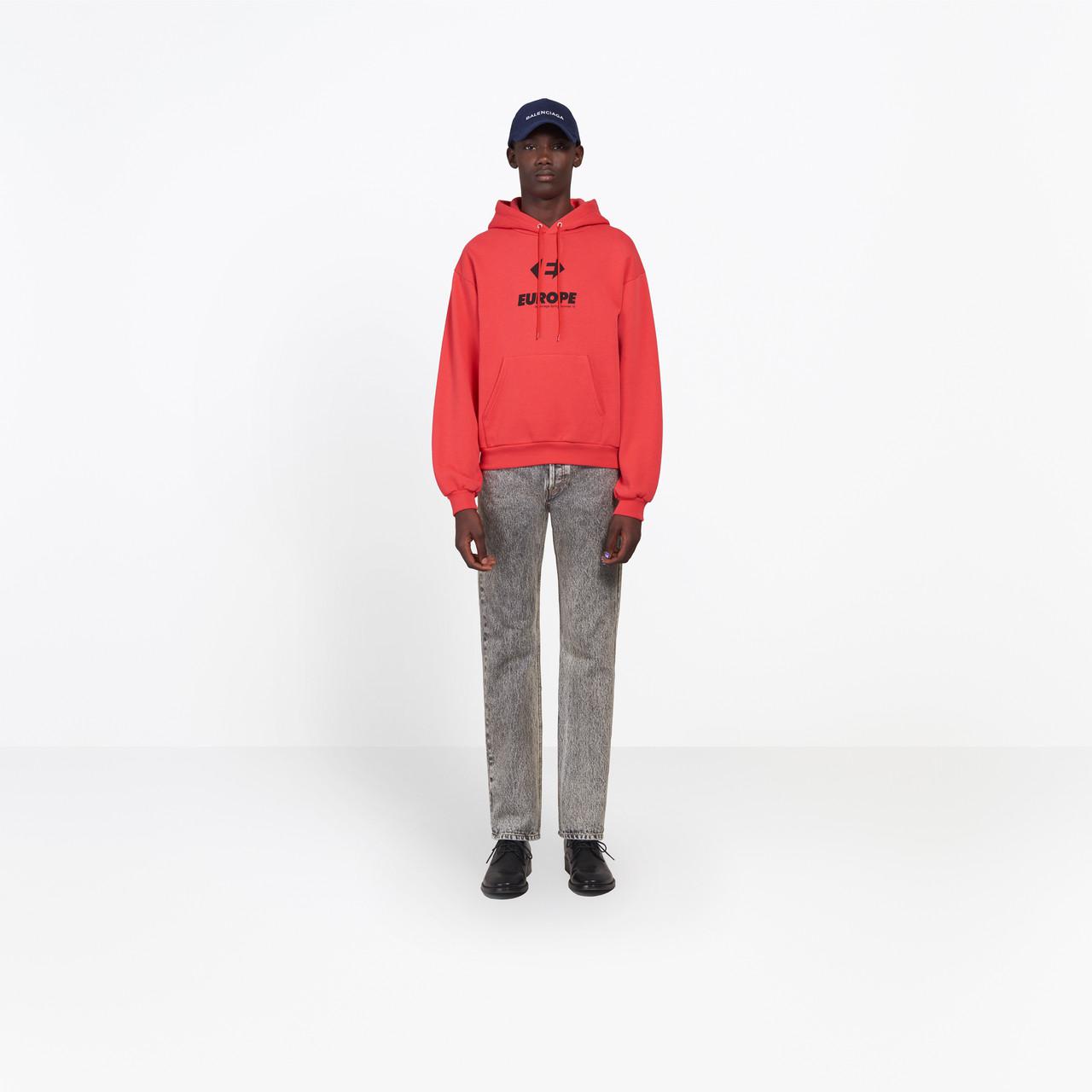Balenciaga Cotton Europe Hoodie in Red for Men - Lyst