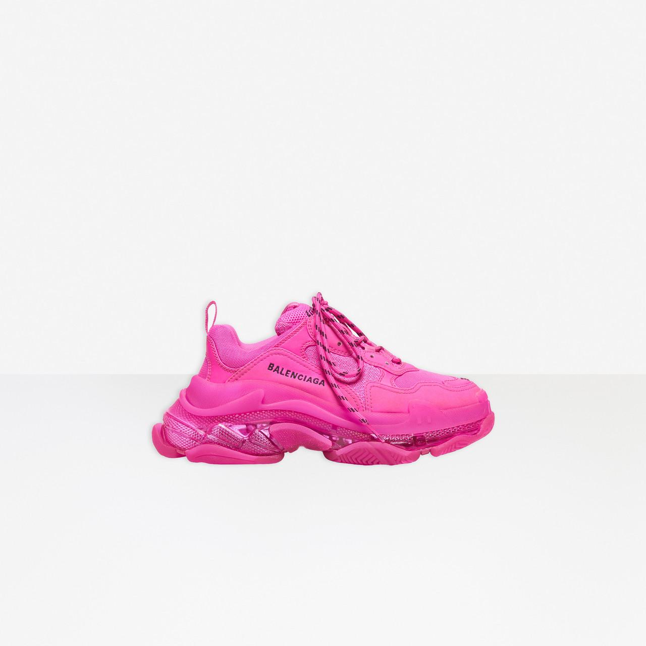 Balenciaga Kids Fluo PinkWhitGrey Triple S Sneakers