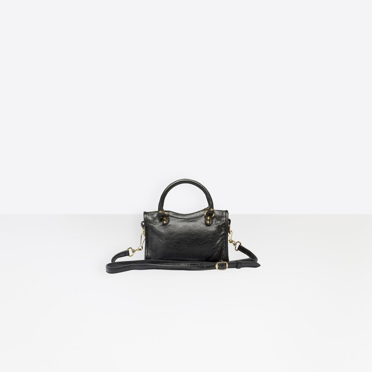 Balenciaga Classic Gold Nano City in Black | Lyst