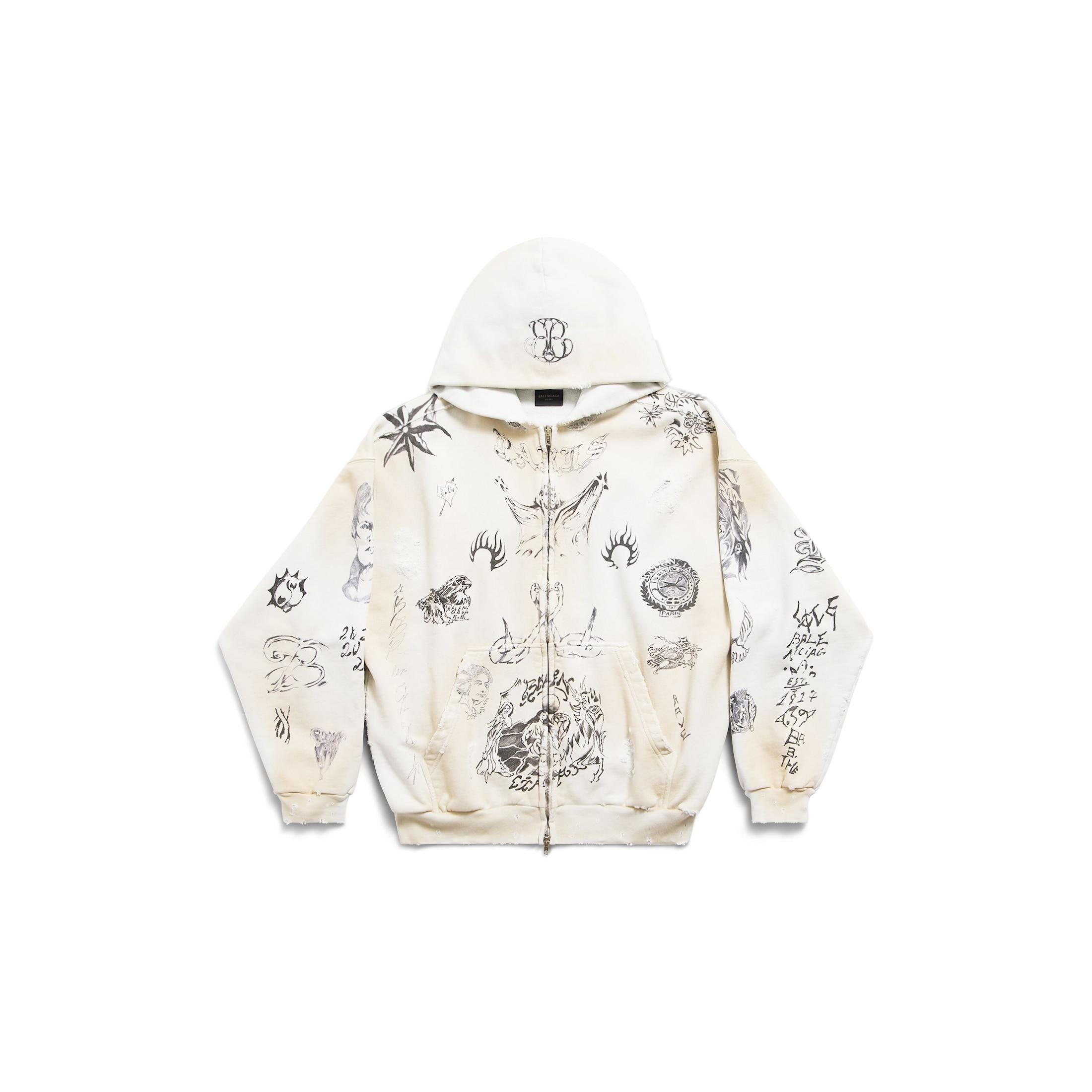 Balenciaga white zip up hoodie discount