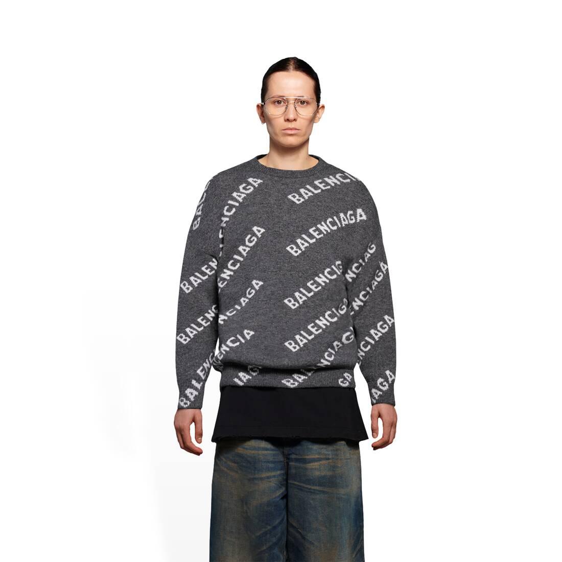 Balenciaga Allover Logo Sweater in Grey & Silver (Black) | Lyst