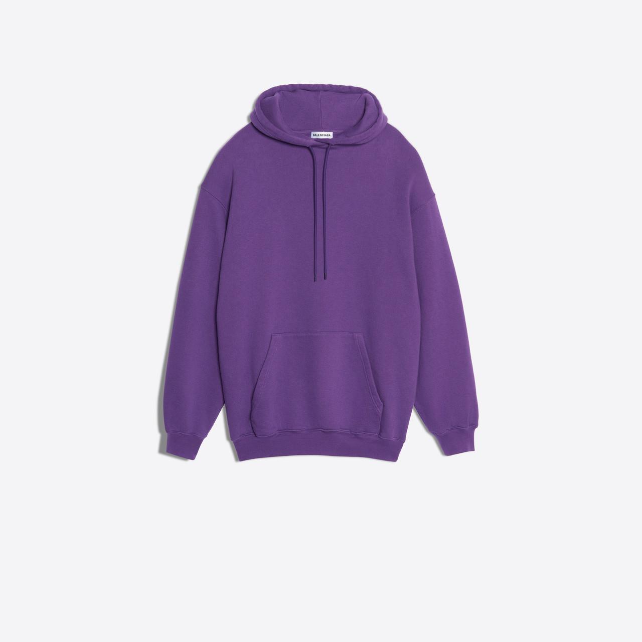 Balenciaga Cotton Logo Hoodie Sweater in Purple - Lyst