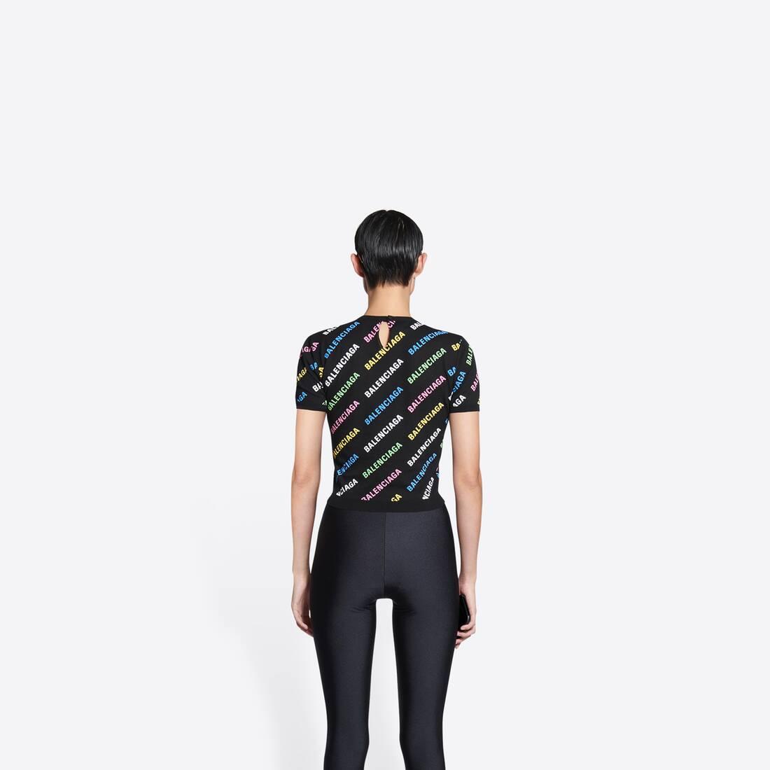 Pullover allover logo crop short sleeve di Balenciaga in Nero | Lyst