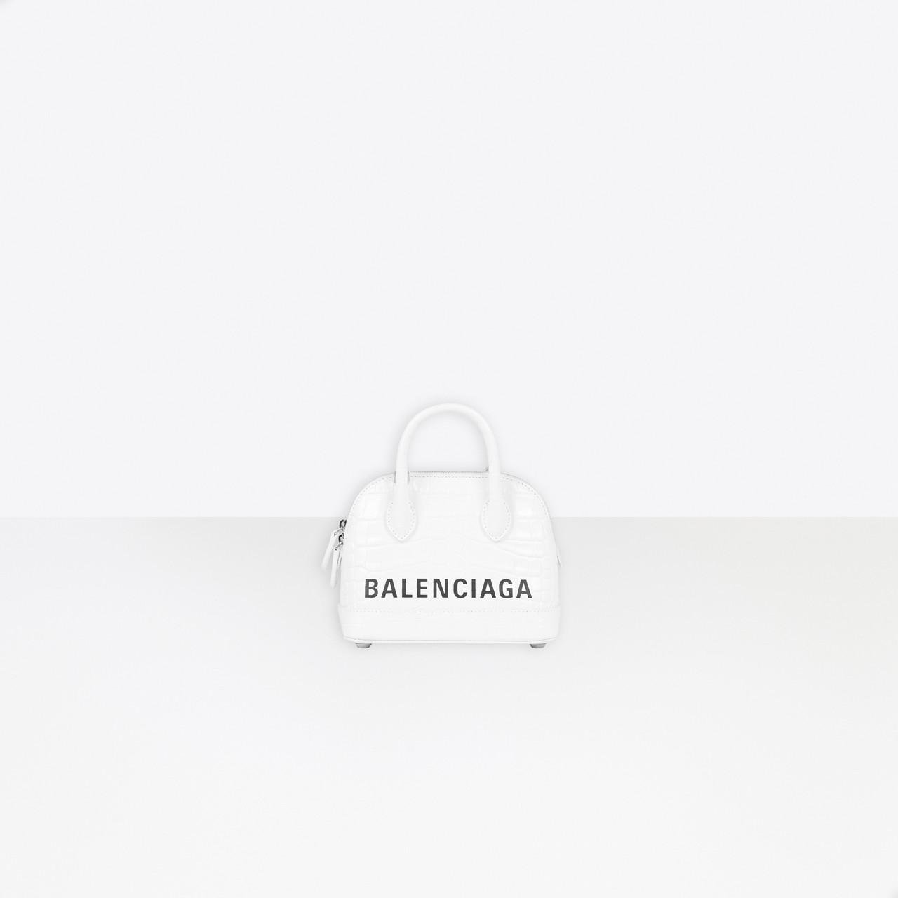 Balenciaga Womens Ville Top Handle Bag White Leather XXS – Luxe