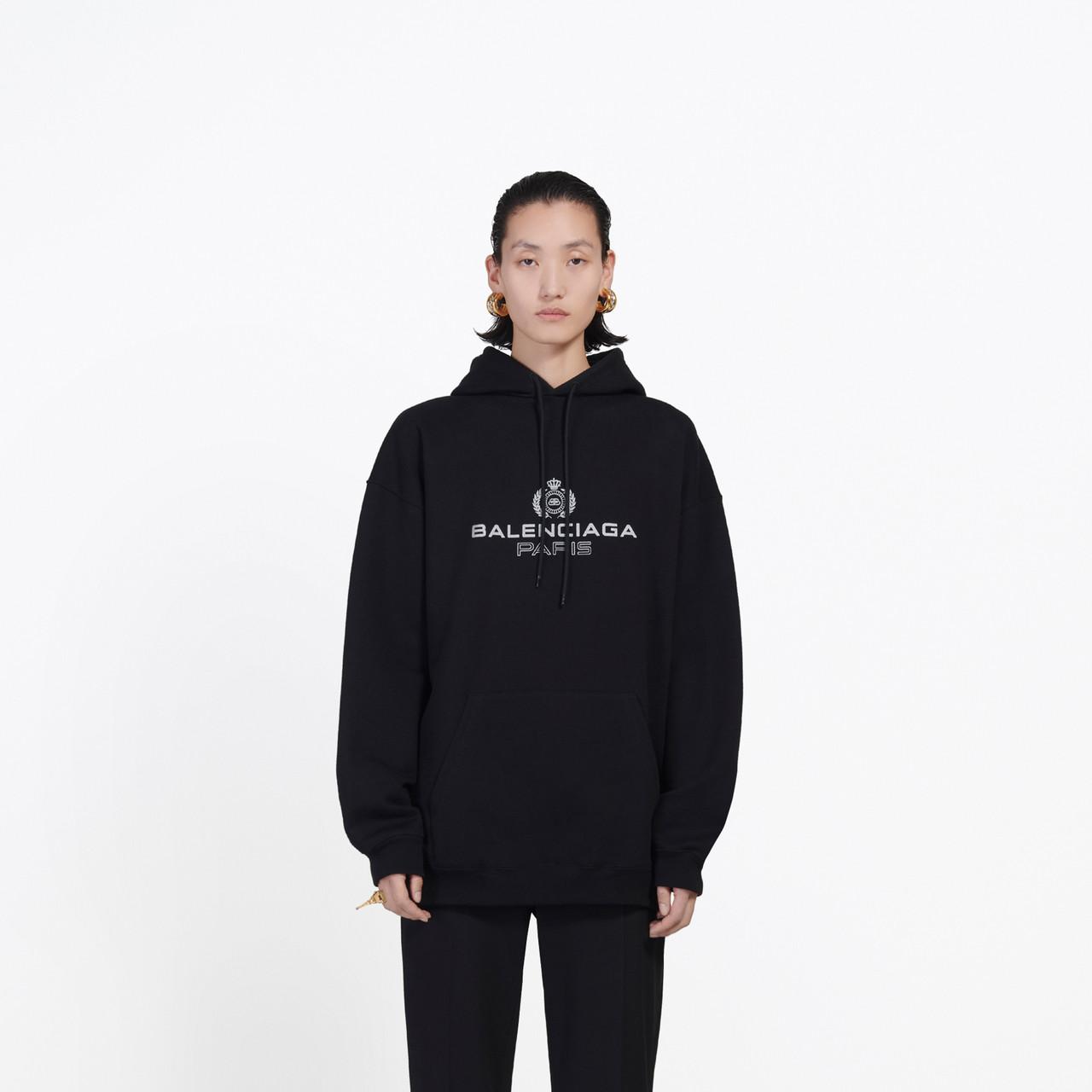 Balenciaga Cotton Bb Paris Hoodie in Black - Lyst