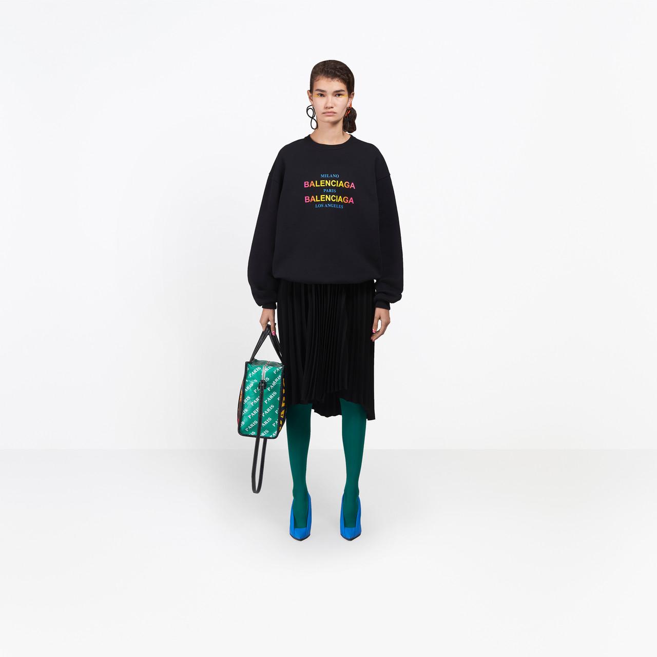 Balenciaga Cotton Cities Hoodie Sweater in Black | Lyst