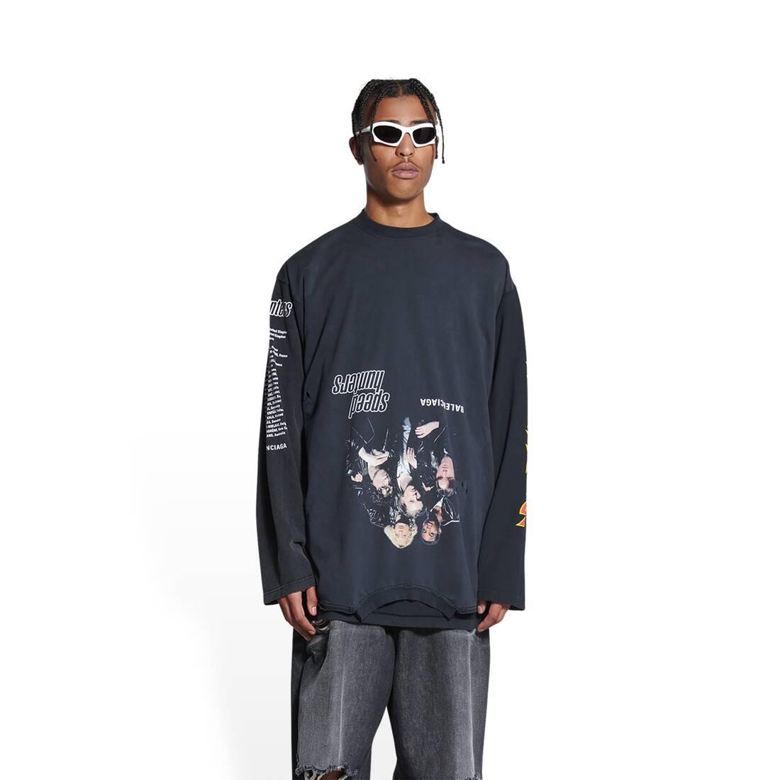 Balenciaga Upside Down Long Sleeve T-shirt Oversized in Black for Men | Lyst