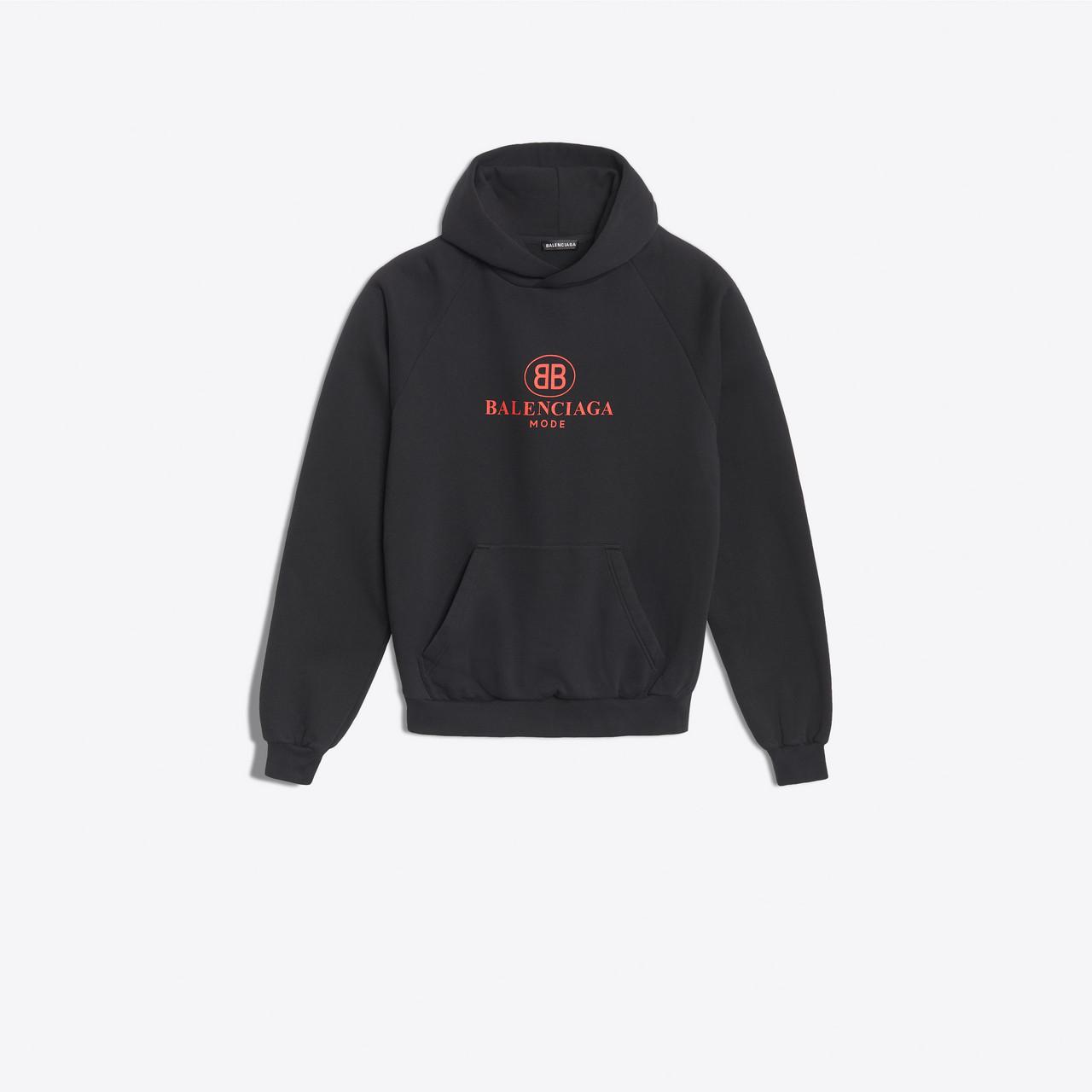 Balenciaga Cotton Bb Mode Hoodie in Black/ Red (Black) for Men - Lyst