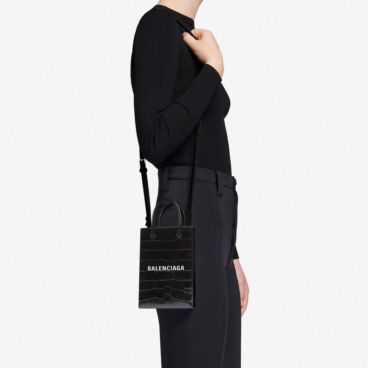 Balenciaga Leather Shopping Phone Holder in Black | Lyst