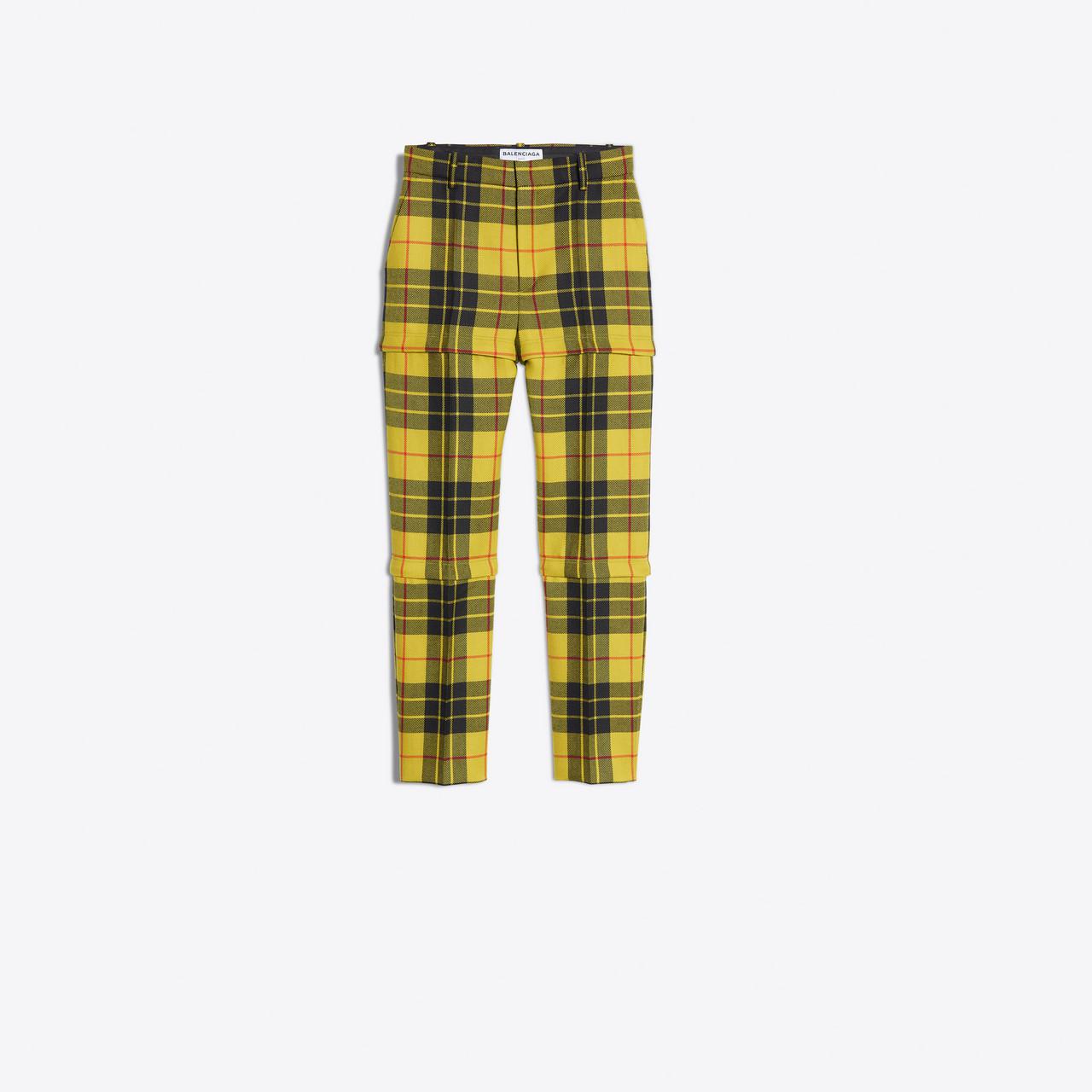 Balenciaga Wool Macleod Mid Rise Tartan Trousers in Yellow - Lyst