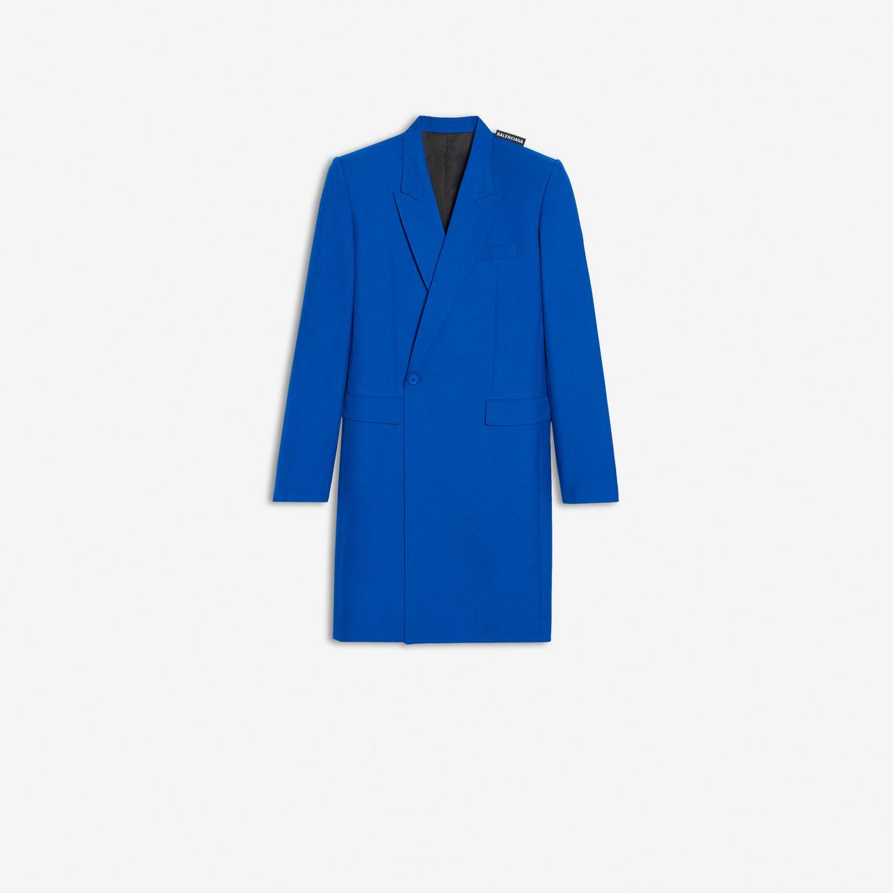 Balenciaga Wool 80s Shoulder Coat in Blue Indigo (Blue) for Men | Lyst