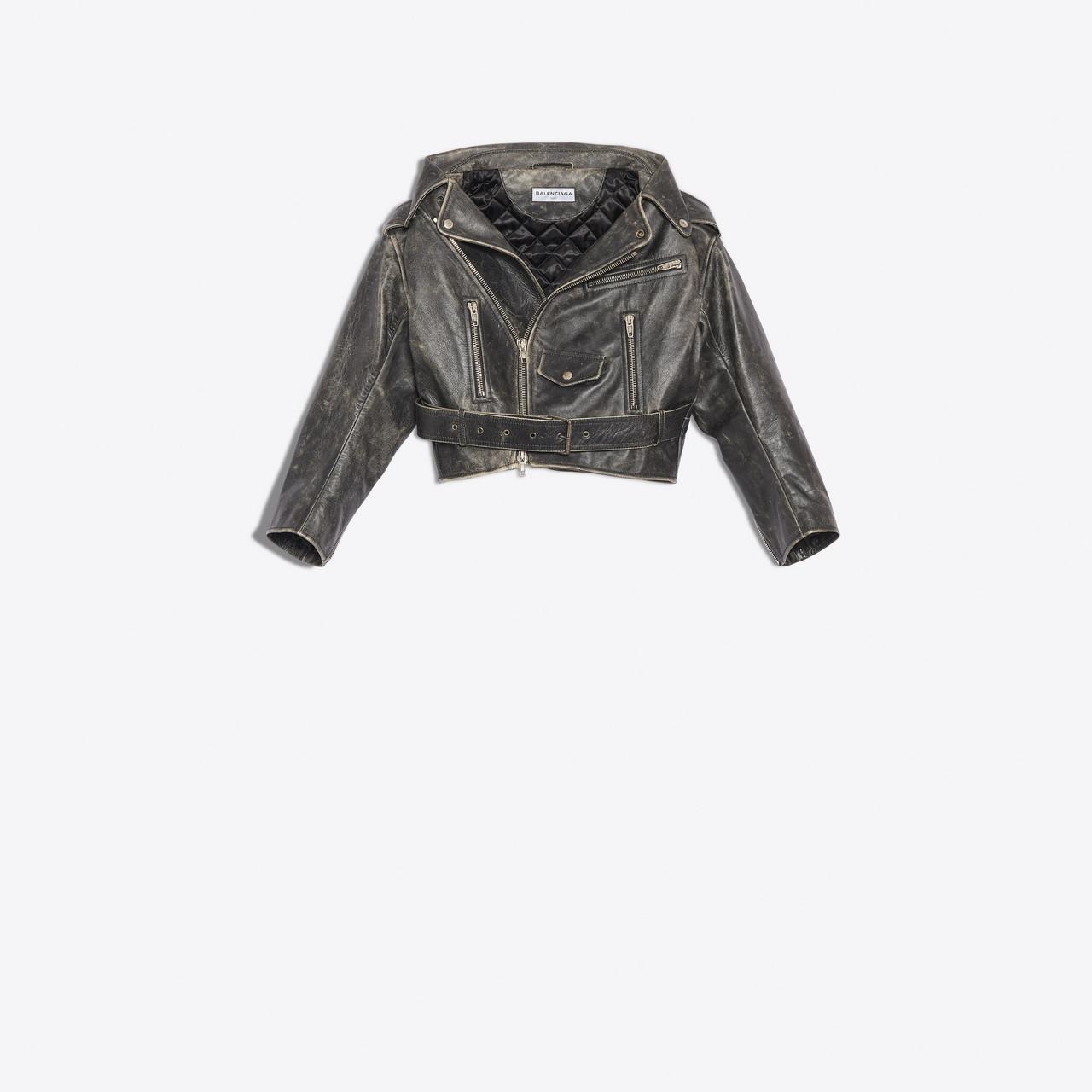 Balenciaga Leather Vintage Swing Biker Jacket in Vintage Black 