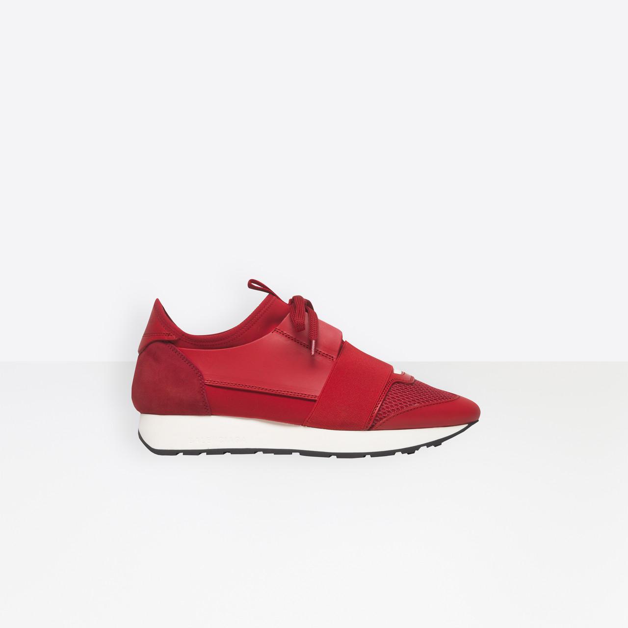 Balenciaga Leather Race Runners in Red - Lyst