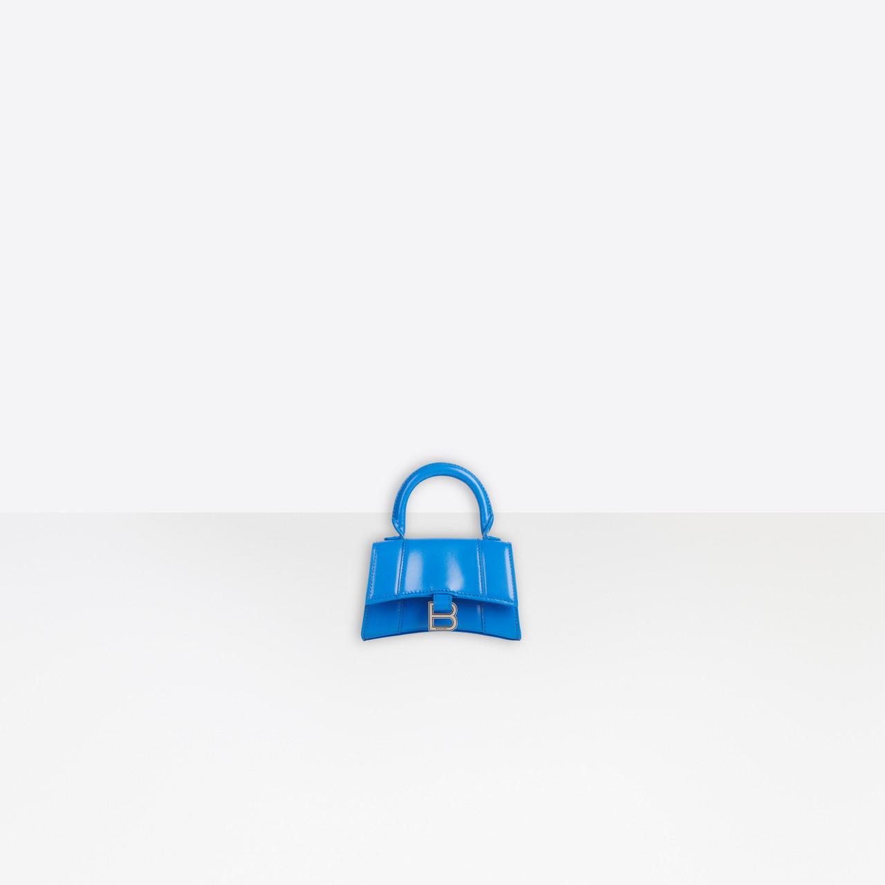 Womens Le Cagole Mini Bag With Chain Bb Monogram Bleached Denim in Blue   Balenciaga US