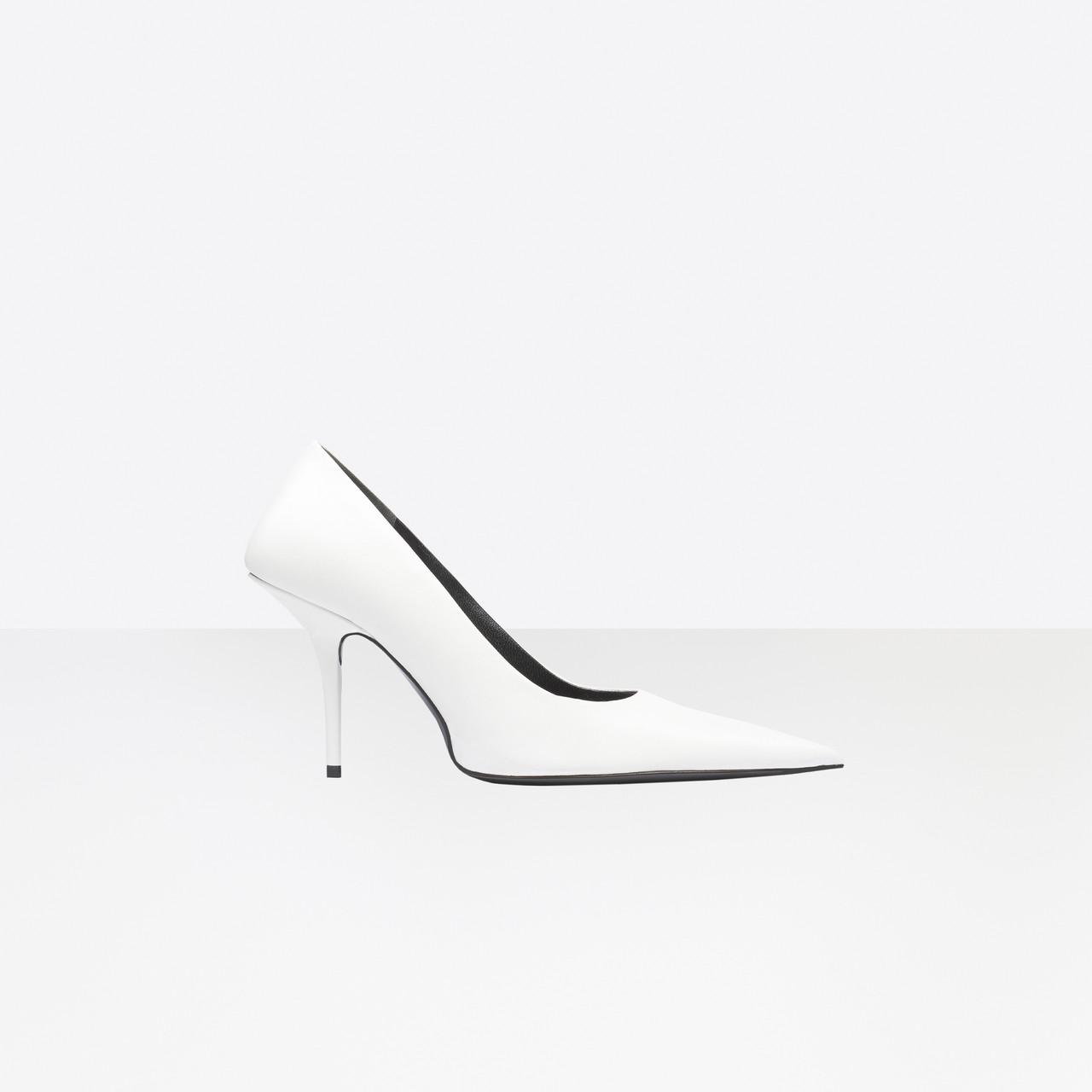 Balenciaga Leather Square Knife Pumps in White | Lyst