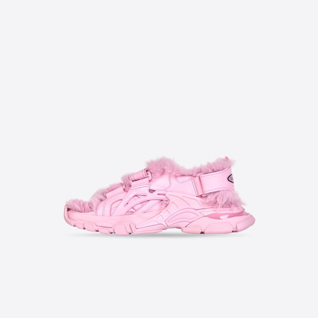 Balenciaga Track Sandale Fake Fur in Pink - Lyst