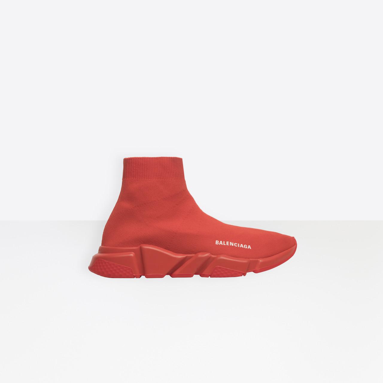 red and white balenciaga speed trainer