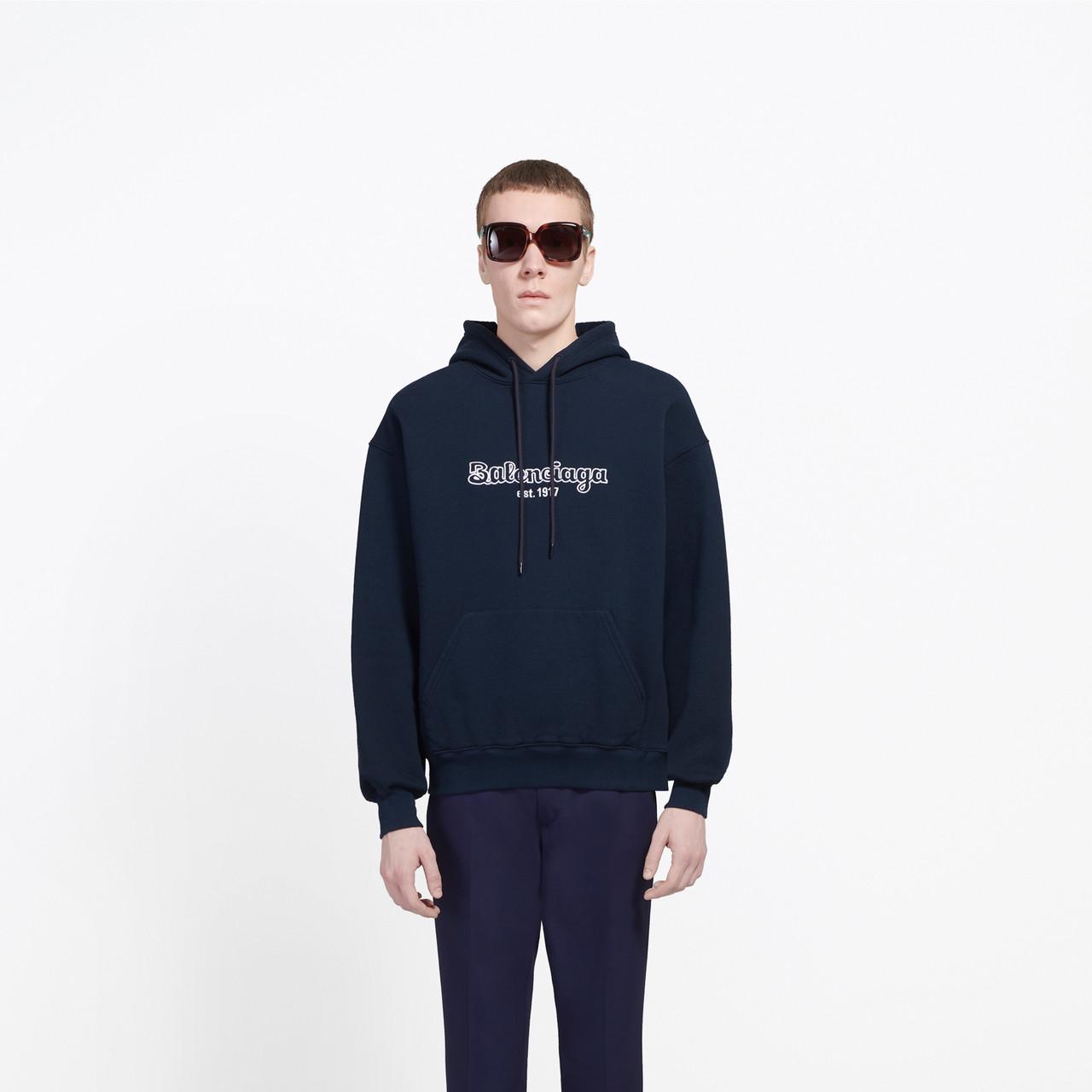 Balenciaga Est. 1917 Back Pulled Hoodie in Blue for Men | Lyst