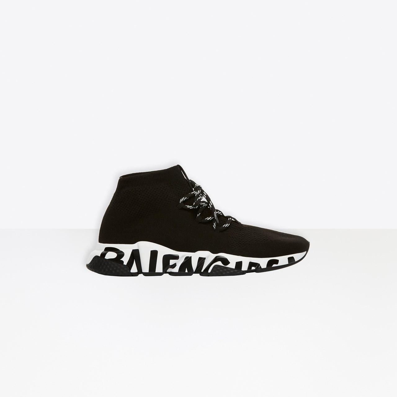 Balenciaga Speed Lace-up Graffiti Sneaker in Black for Men | Lyst