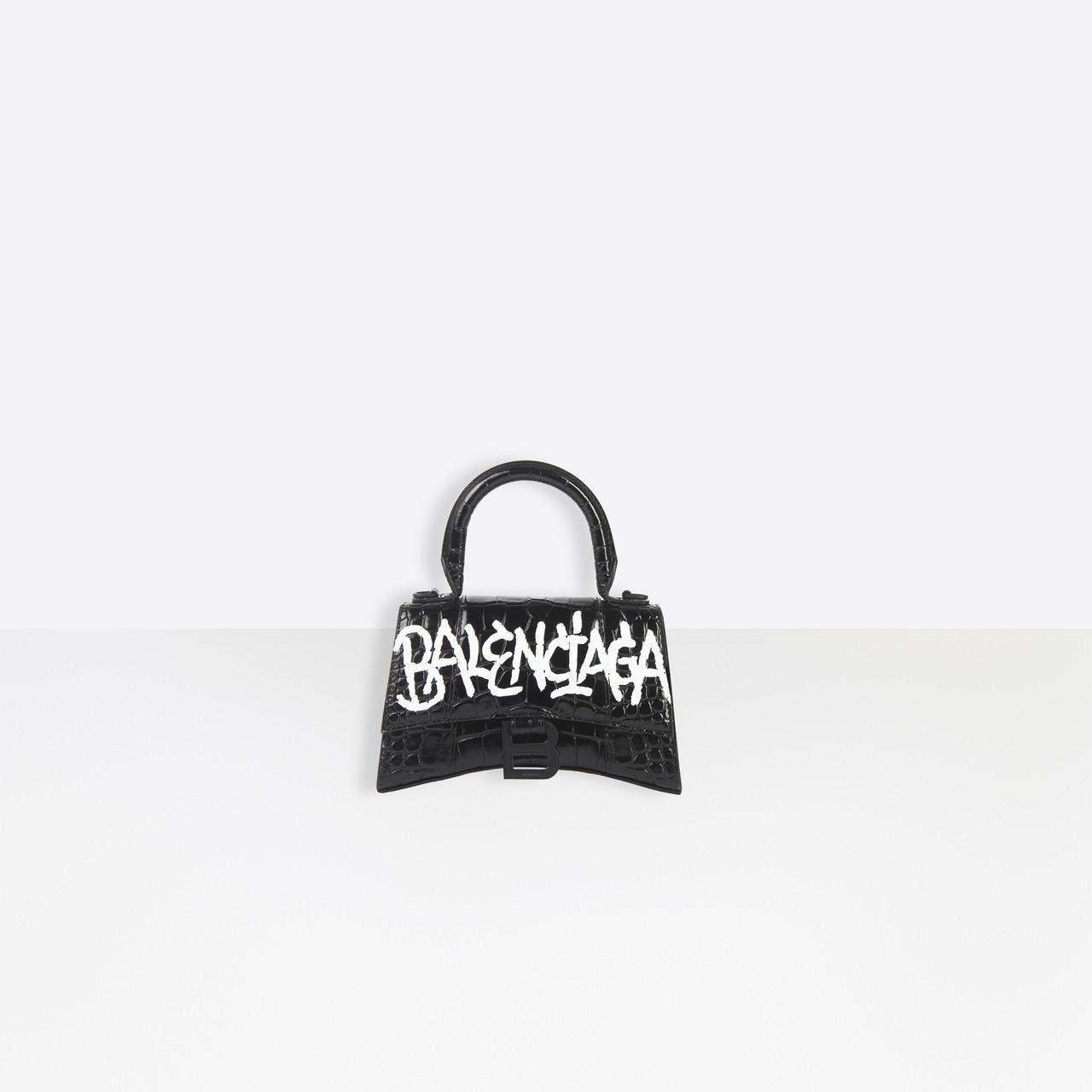 Balenciaga Customized Hourglass Xs Top Handle Bag in Black