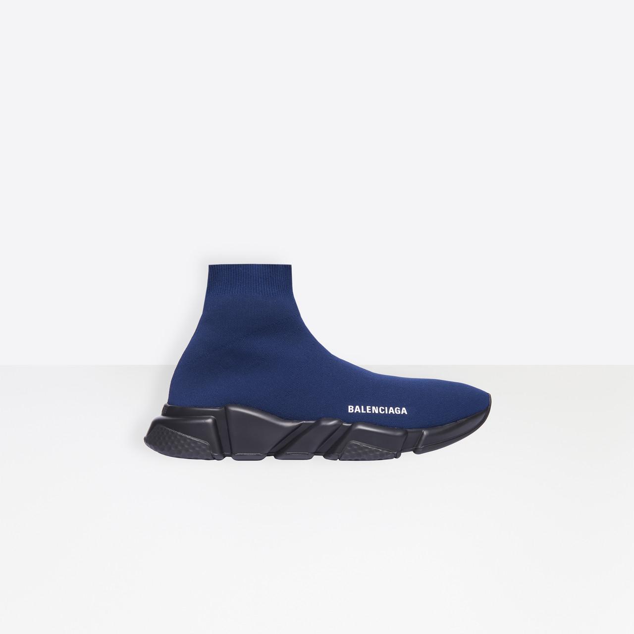 Balenciaga Speed Sock Logo Trainers in Blue for Men | Lyst