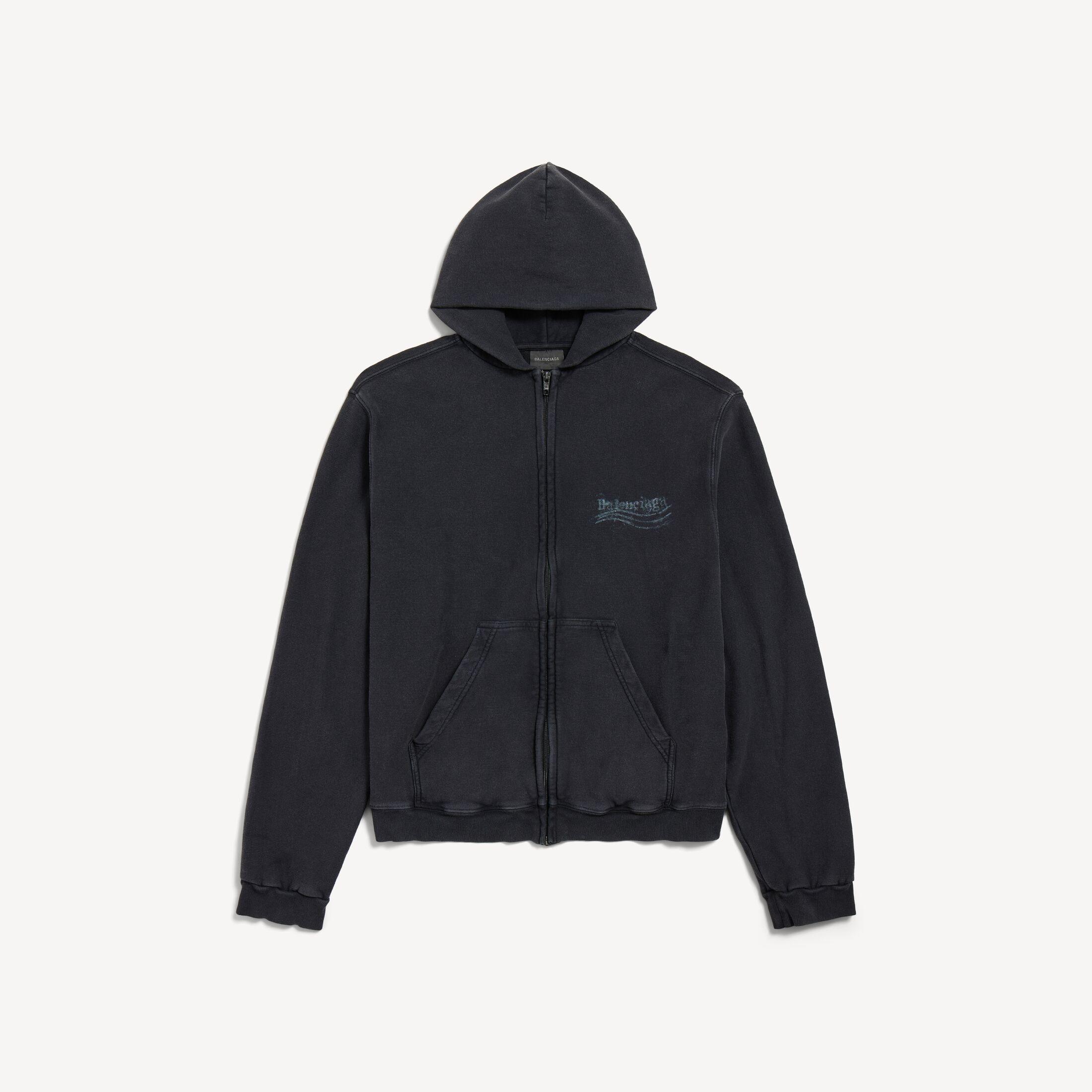 Balenciaga Washed Crayon Political Zip-Up Hoodie Regular Fit in