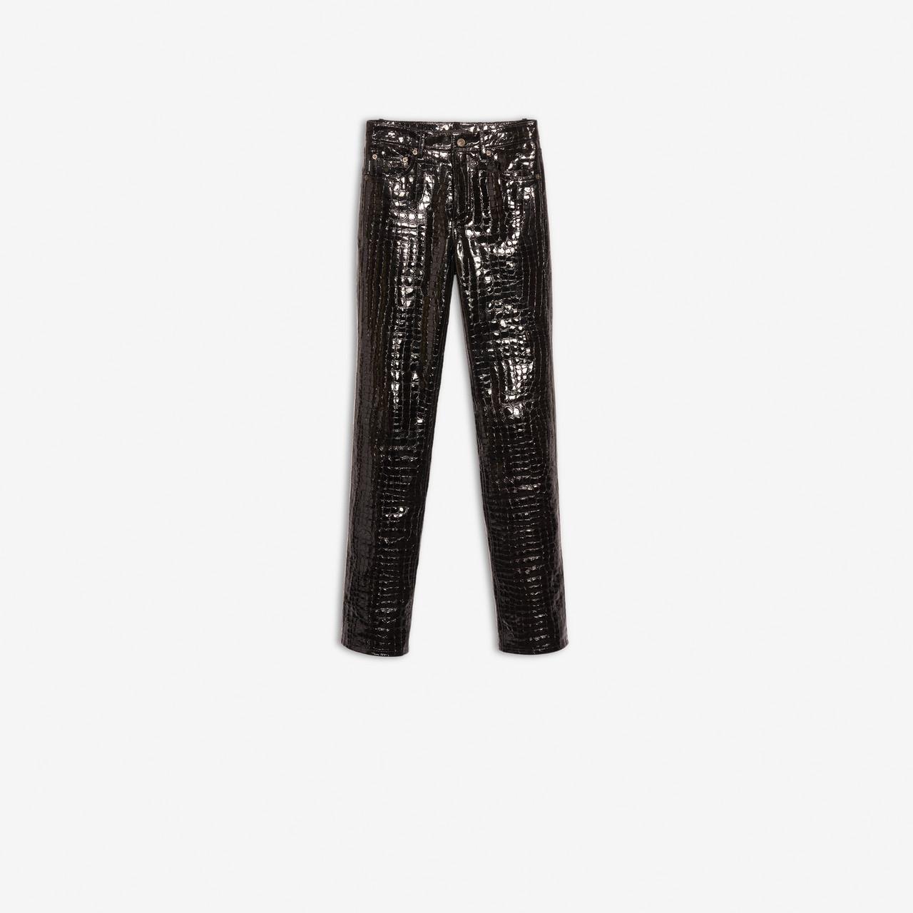 Balenciaga Crocodile Embossed Leather Pants in Black for Men | Lyst