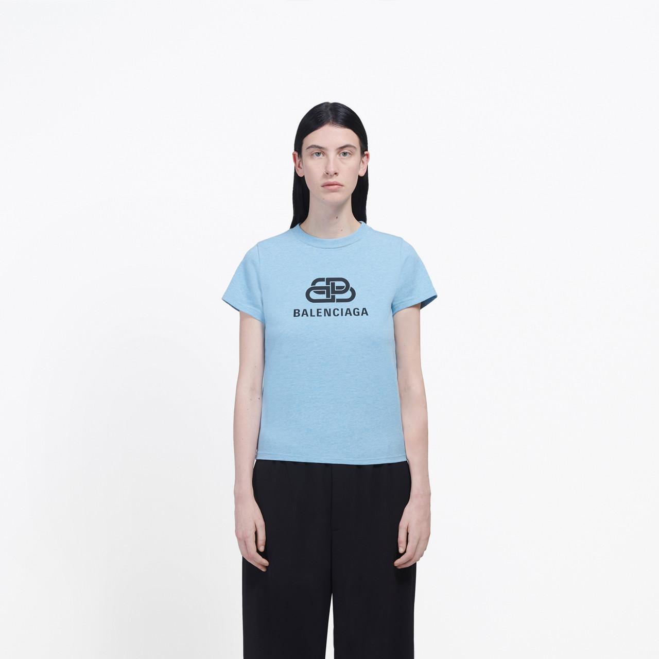 Balenciaga Baumwolle BB T-Shirt, eng anliegend in Blau | Lyst AT
