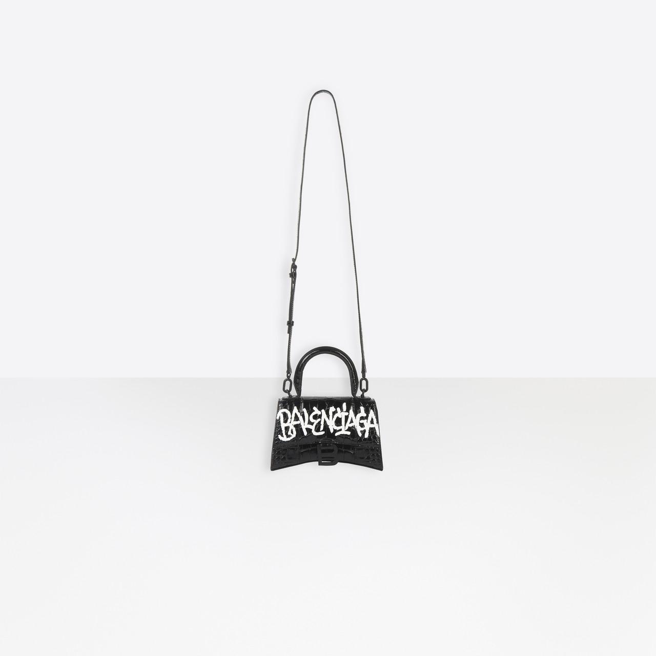 Balenciaga Customized Hourglass Xs Top Handle Bag in Black | Lyst