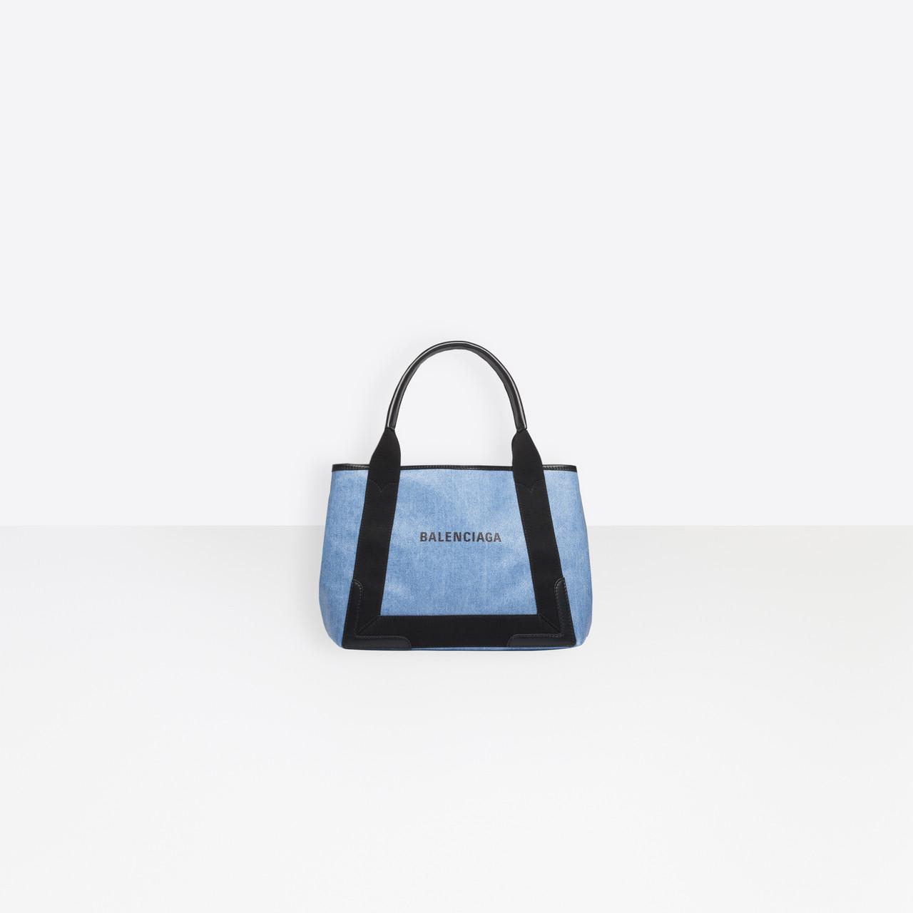 Balenciaga Navy Cabas S Coated Denim in Blue | Lyst