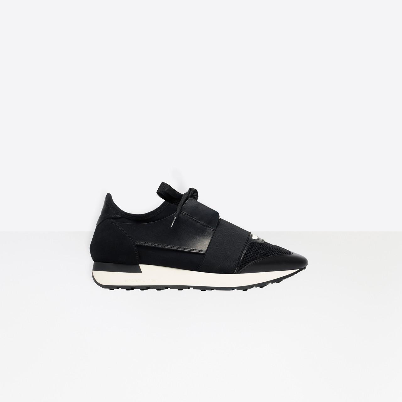 Balenciaga Race Runner Leather, Suede And Mesh Trainers in Black for Men |  Lyst