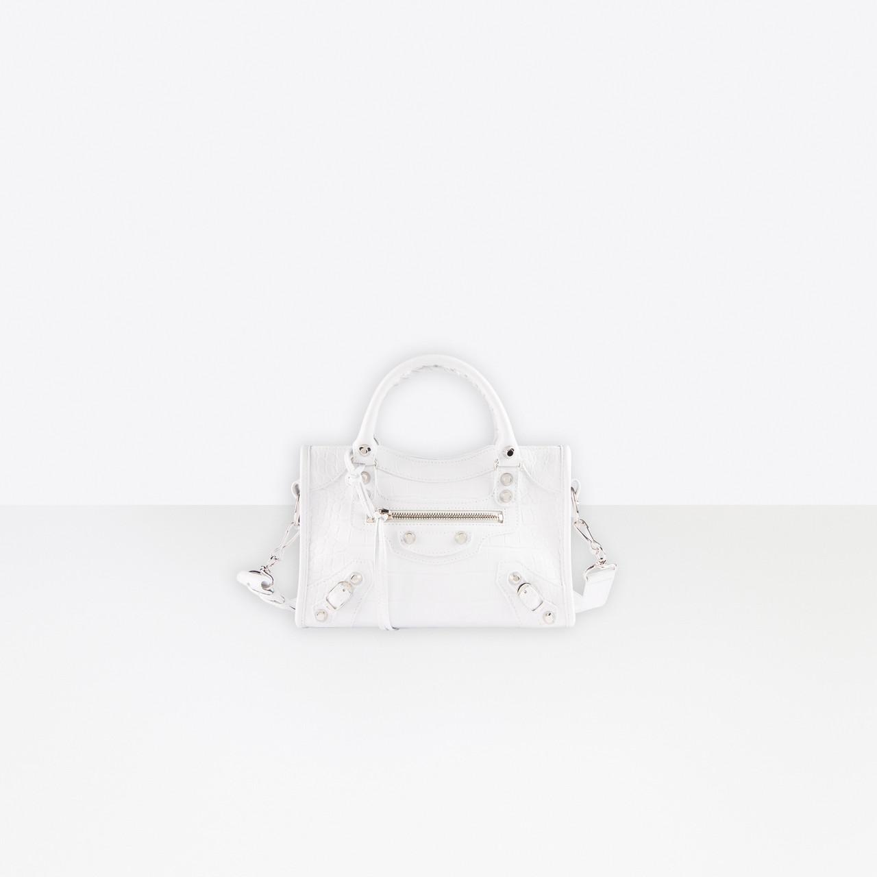 Balenciaga Neo Classic Mini Top Handle Bag In White Semi-shiny