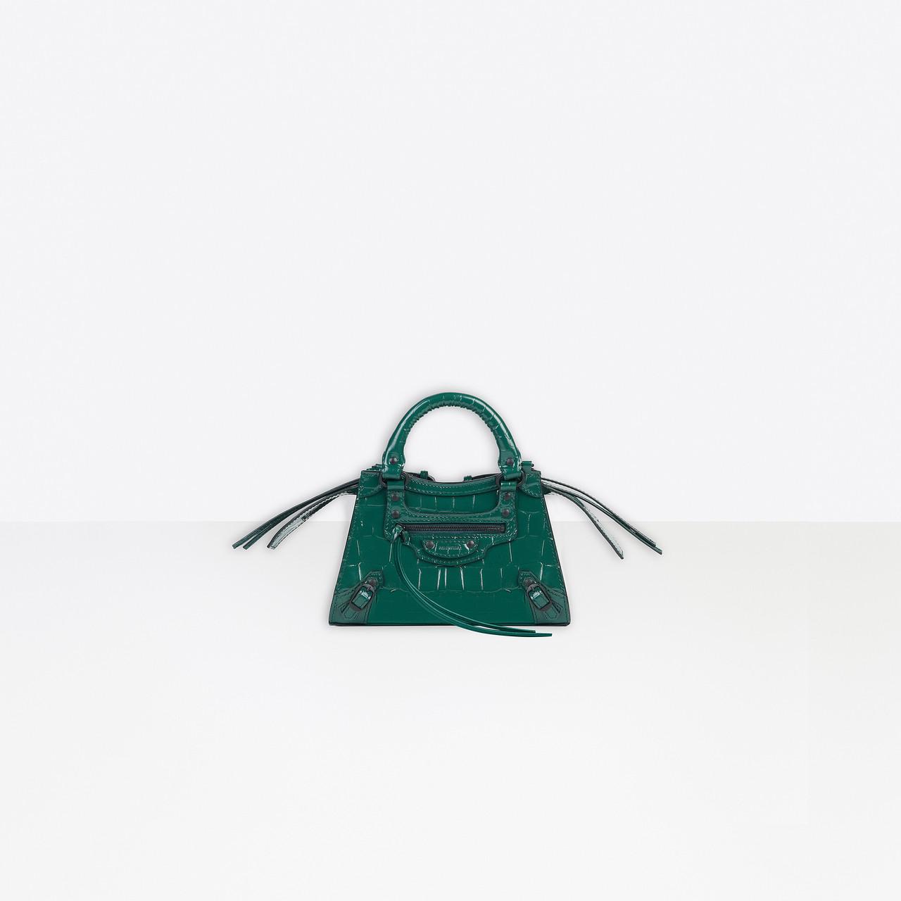 Balenciaga Chiffon Neo Classic Mini Top Handle Bag in Forest Green 