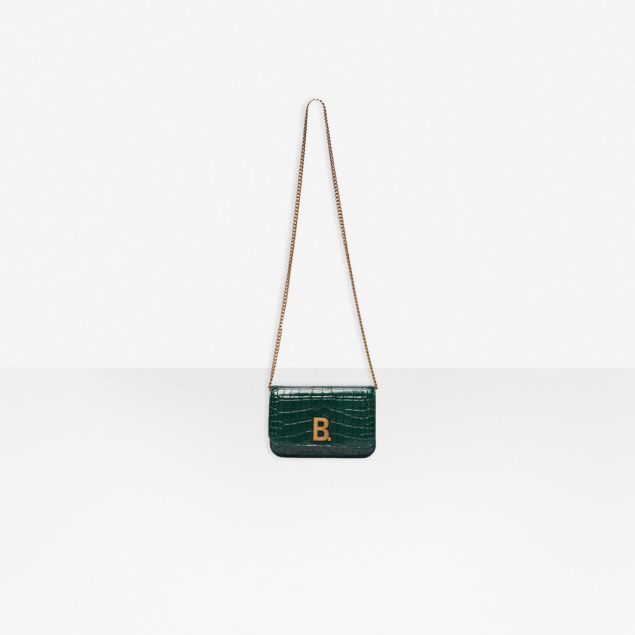 Balenciaga Leather B. Wallet On Chain in Forest Green (Green) - Lyst