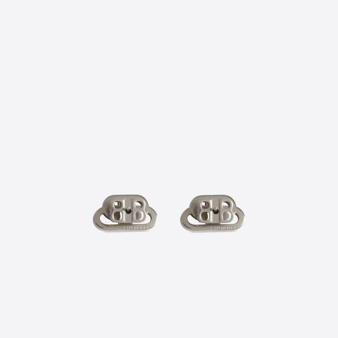 Balenciaga Chiffon Bb Xs Stud Earrings in Silver (Metallic) - Lyst