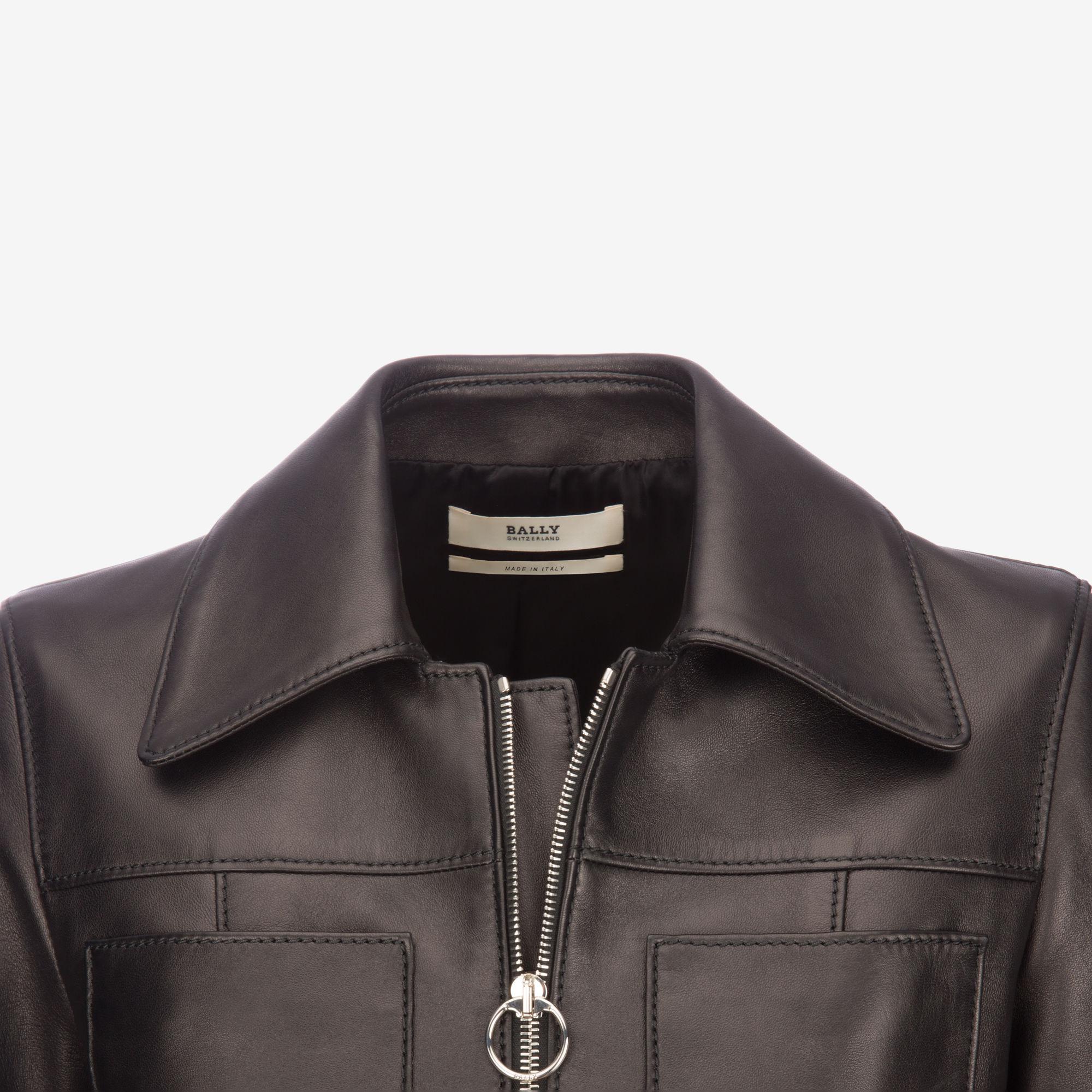 Download Bally Leather Fitted Trucker Jacket in Black - Lyst