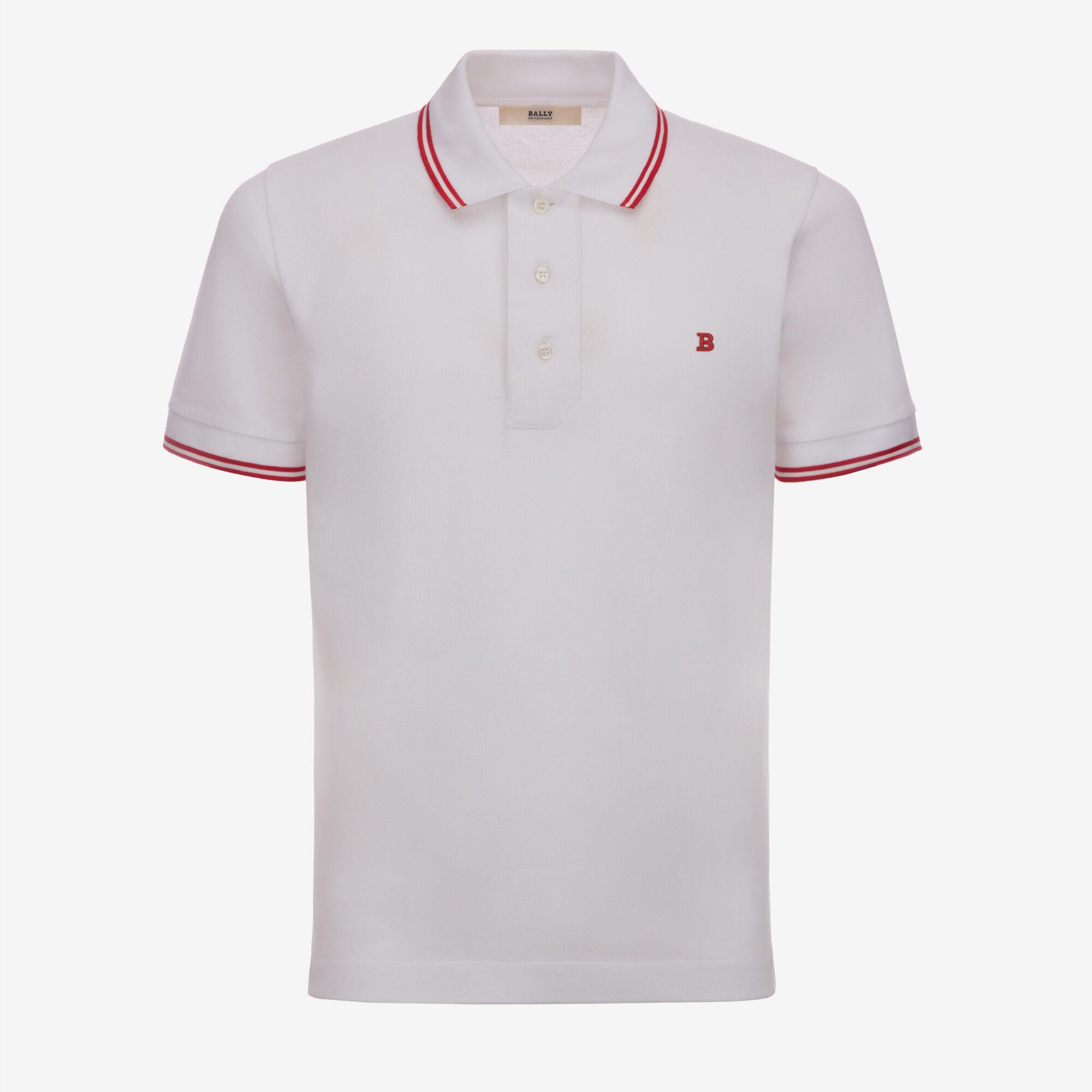 Bally Cotton Stripe Detail Polo Shirt in White for Men - Lyst