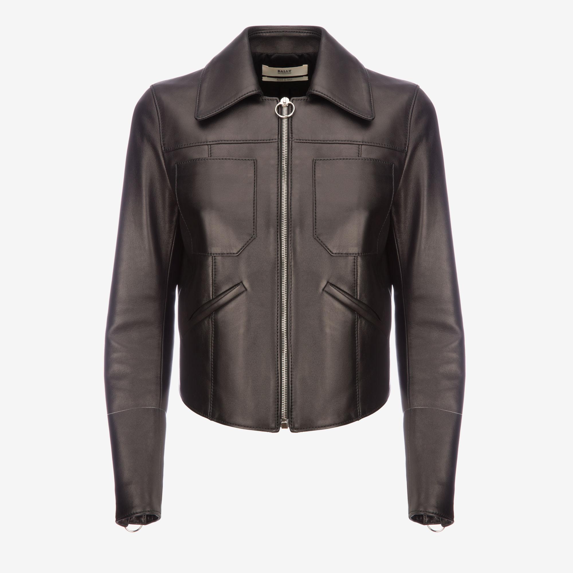 Download Bally Leather Fitted Trucker Jacket in Black - Lyst