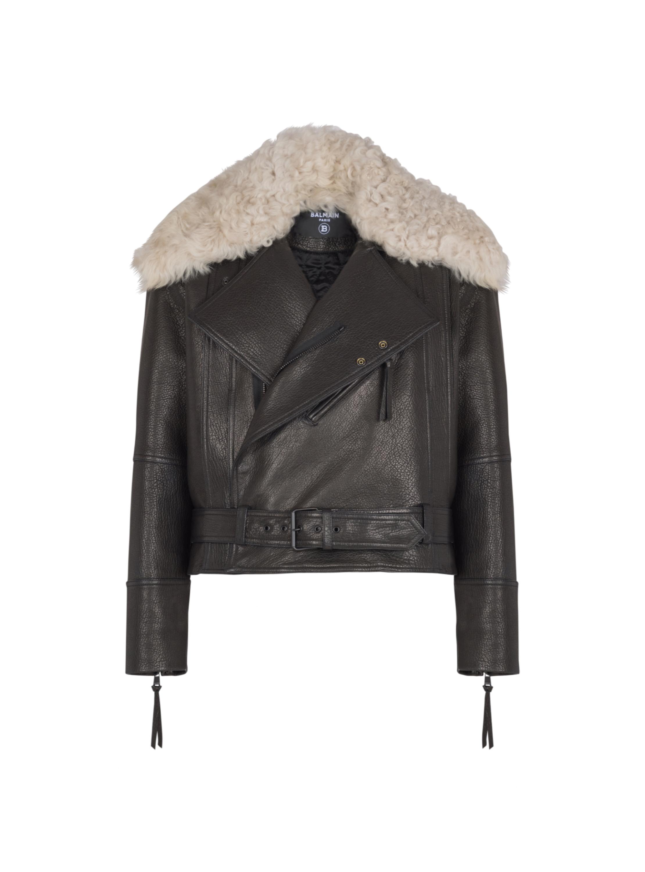balmain-black-Lederblouson-Mit