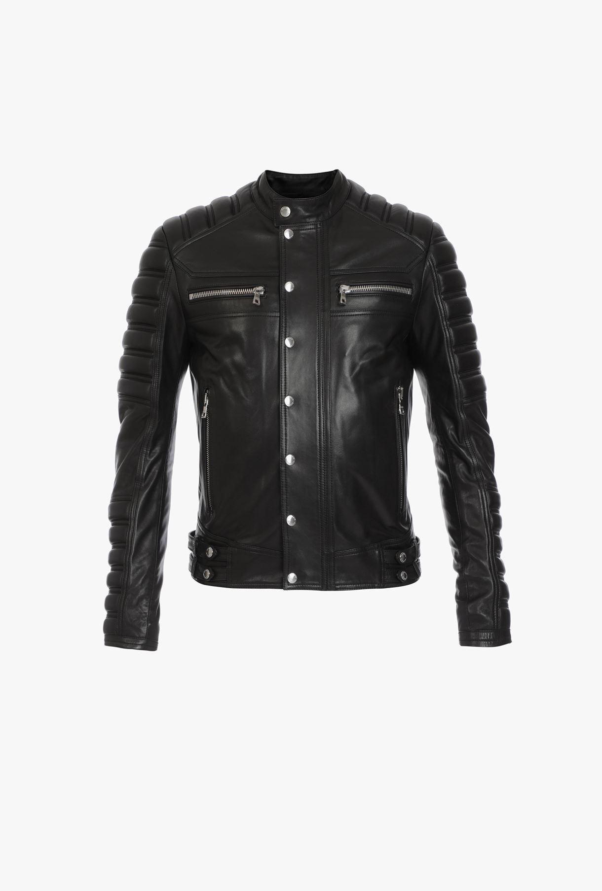 balmain leather biker jacket