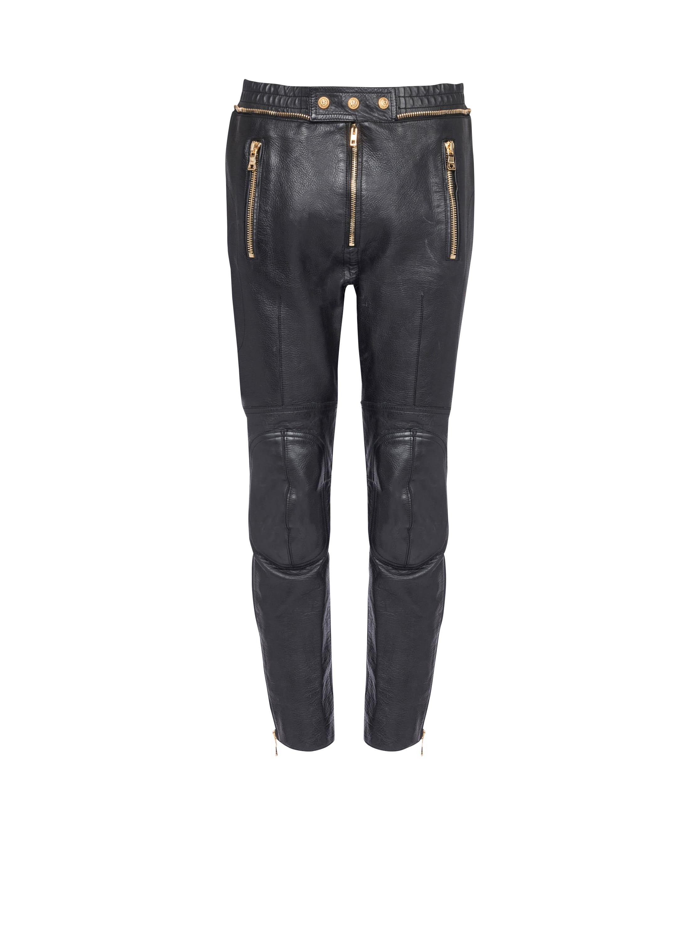 Designer Balmain Leather Motorcycle Pants for Women - Up to 60 