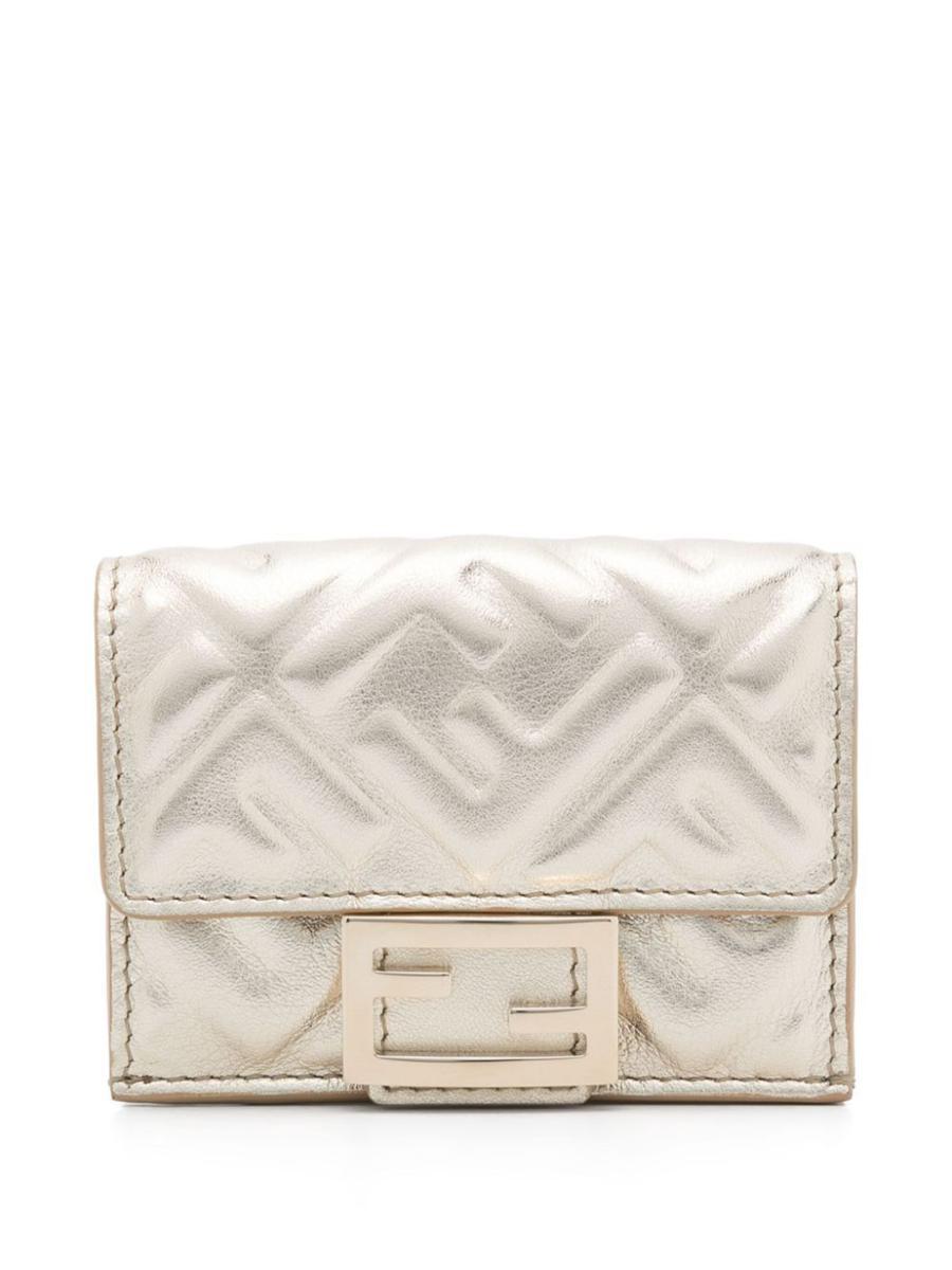 Fendi Mini Embossed Ff Motif Trifold Wallet in Natural Lyst UK