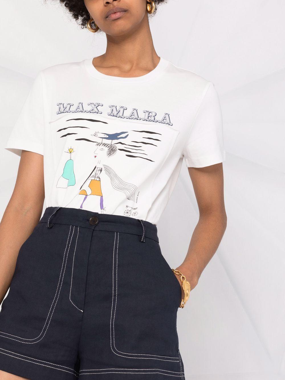 Max Mara Cotton Jersey T-shirt in White - Save 49% | Lyst