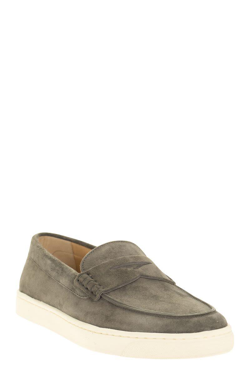 Brunello Cucinelli Suede Loafer With Latex Sole for Men | Lyst
