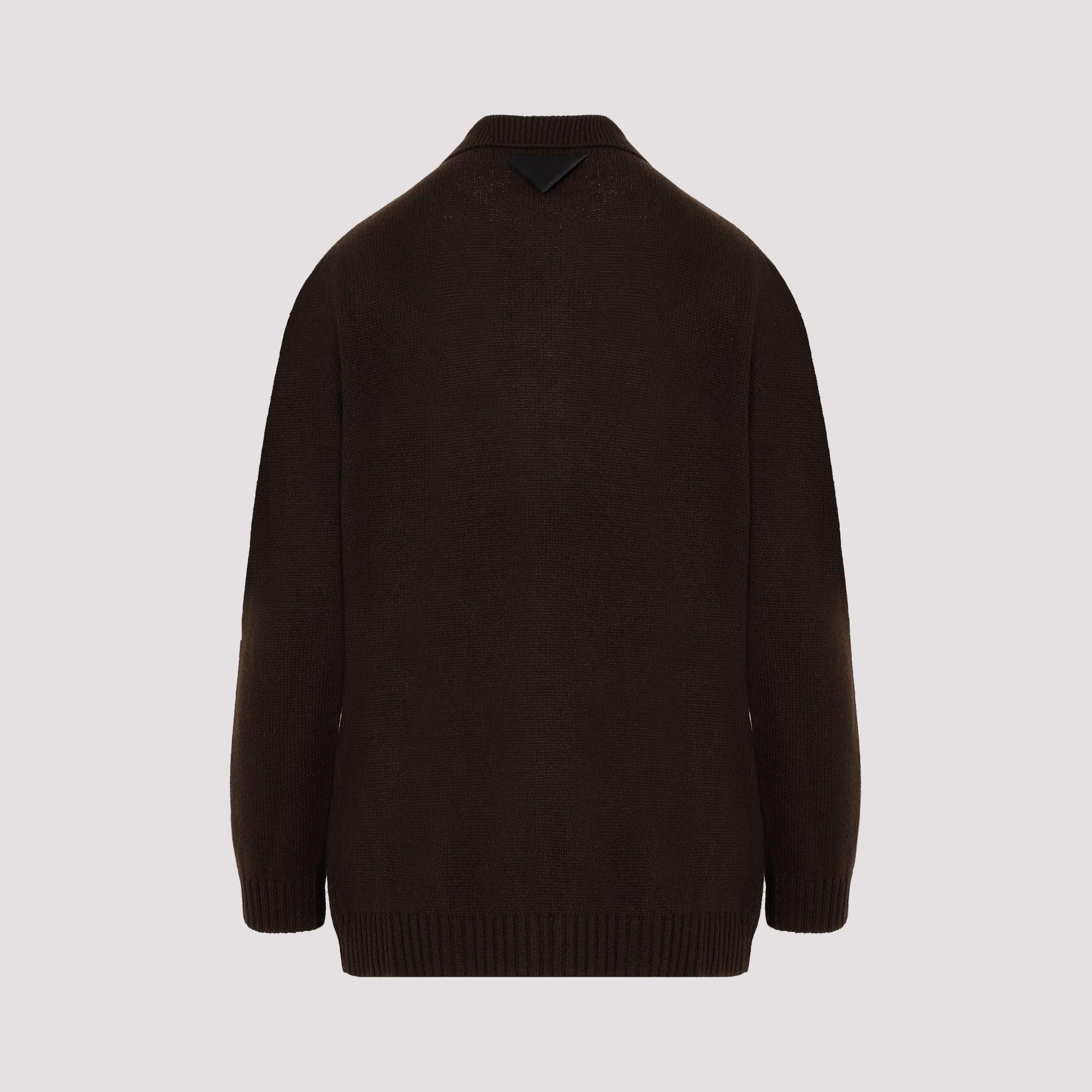Cashmere polo sweater in brown - Prada